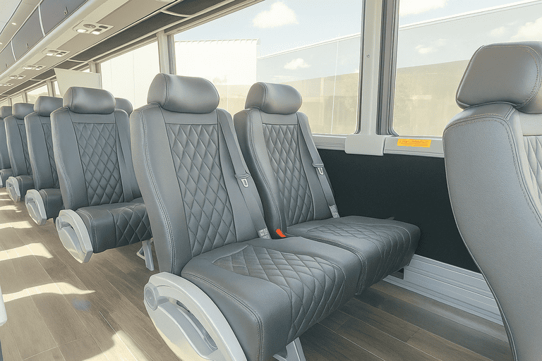 interior of Berkeley Minibus Company charter bus